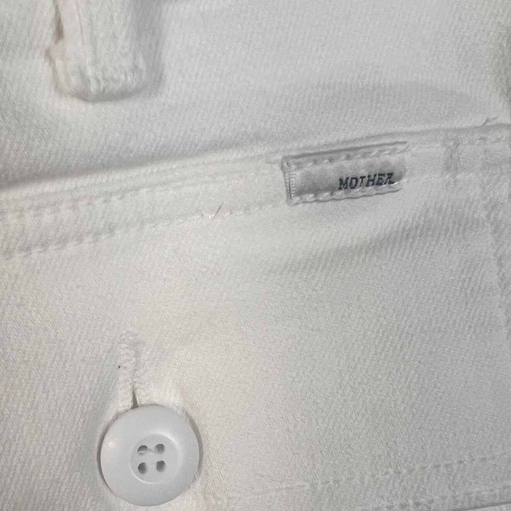 Mother Patch Pocket Private Ankle Fray Jeans White - Picture 10 of 11